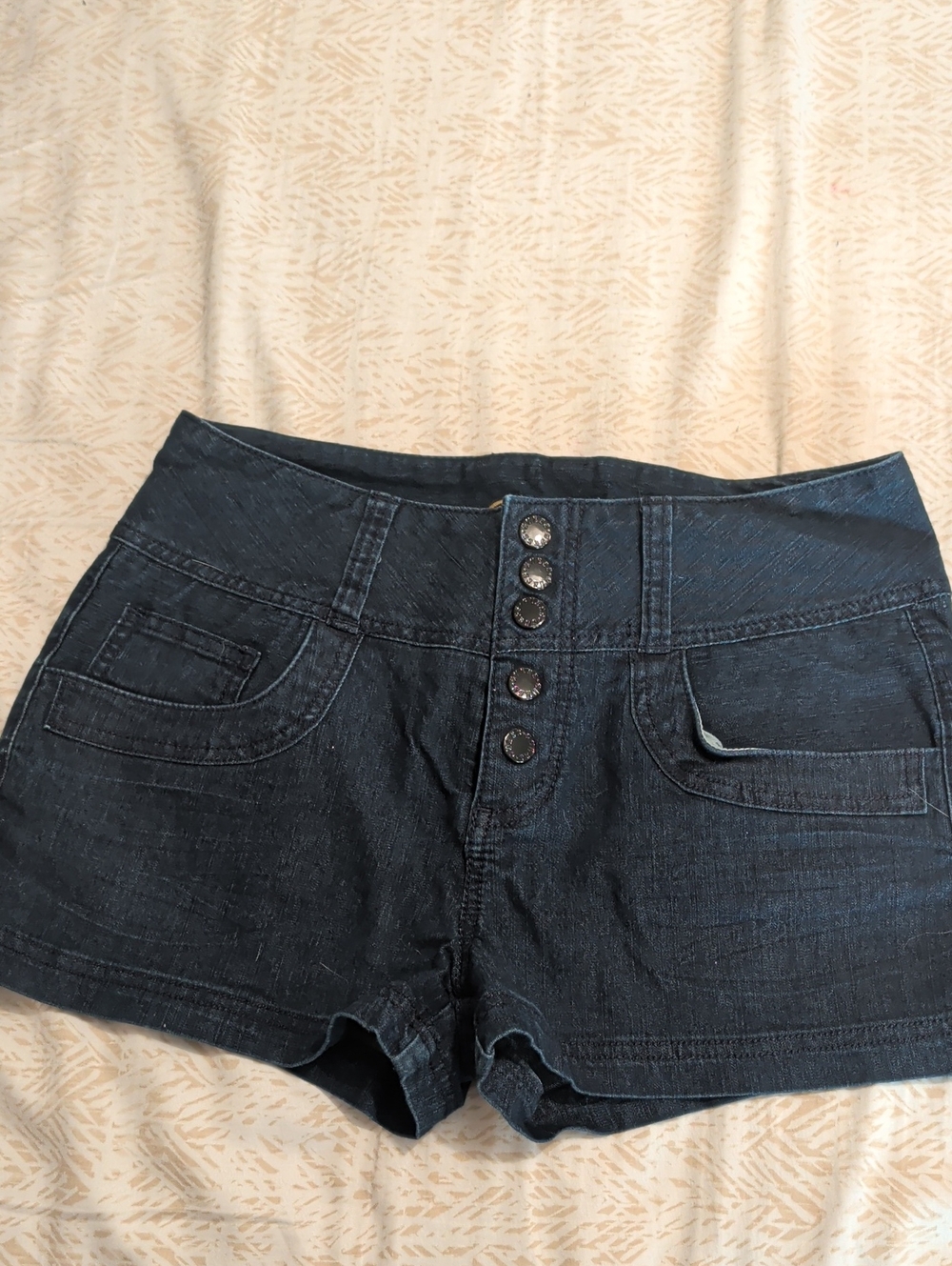 Guess High-Rise Button Denim Shorts
